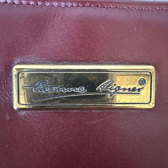 VTG 80s ETIENNE AIGNER Handbag Burgundy Leather Clutch 13" X 6.5" X 2.5" - Picture 5 of 8
